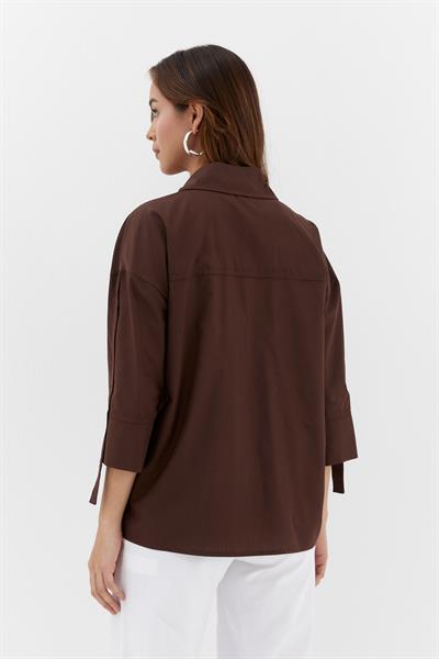 Cepli Poplin Gömlek Kahverengi