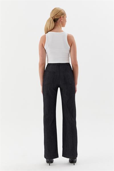Çerçeve Taşlı Denim Pantolon Siyah