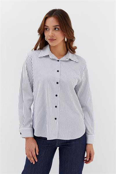 Çizgili Gömlek Beyaz/Siyah