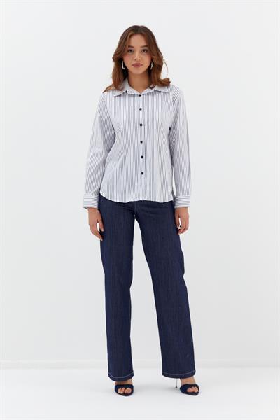 Çizgili Gömlek Beyaz/Siyah