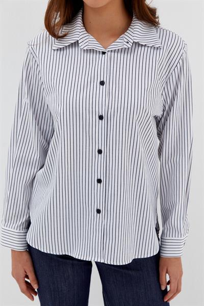 Çizgili Gömlek Beyaz/Siyah