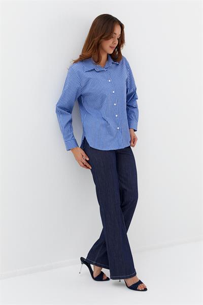 Çizgili Gömlek İndigo/Beyaz