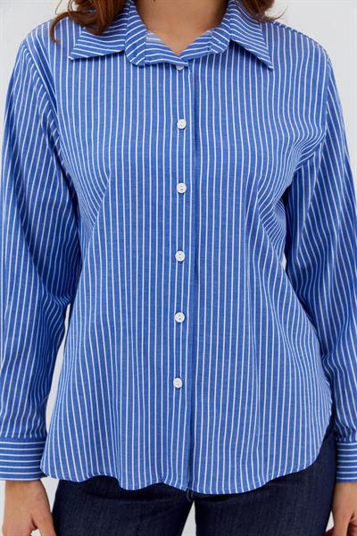 Çizgili Gömlek İndigo/Beyaz