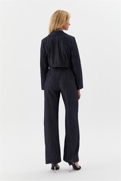 Çizgili Slim Pantolon İndigo