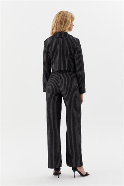 Çizgili Slim Pantolon Siyah