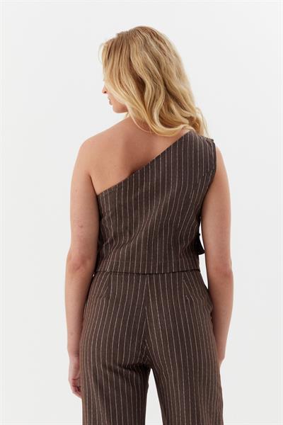 Çizgili Slim Tek Omuz Kahverengi