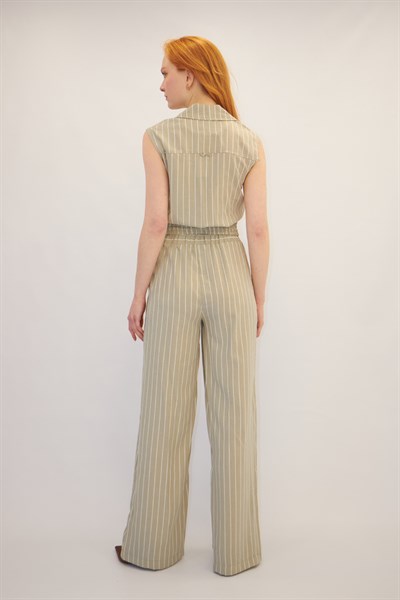 Çizgili Takım Çağla Yeşili