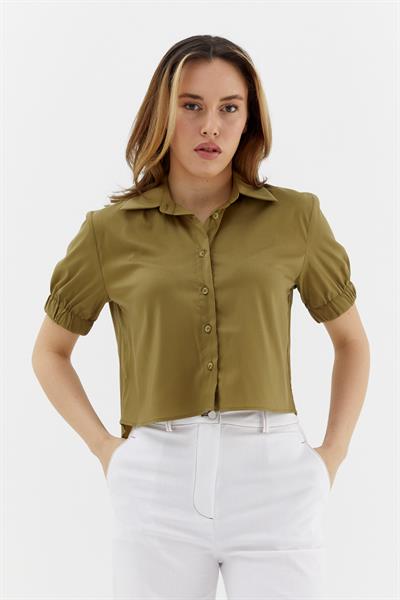 Crop Gömlek Haki