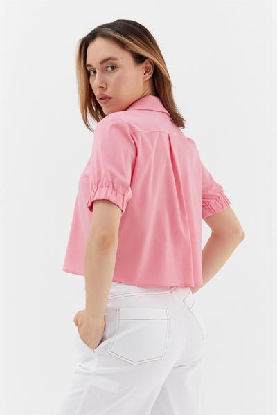 Crop Gömlek Pembe