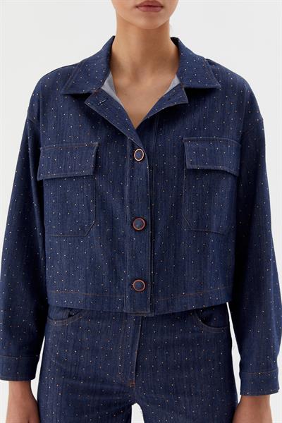 Denim Mont Serpme Taşlı İndigo