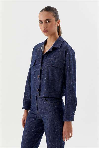 Denim Mont Serpme Taşlı İndigo