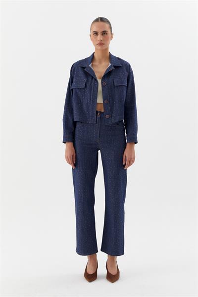 Denim Mont Serpme Taşlı İndigo