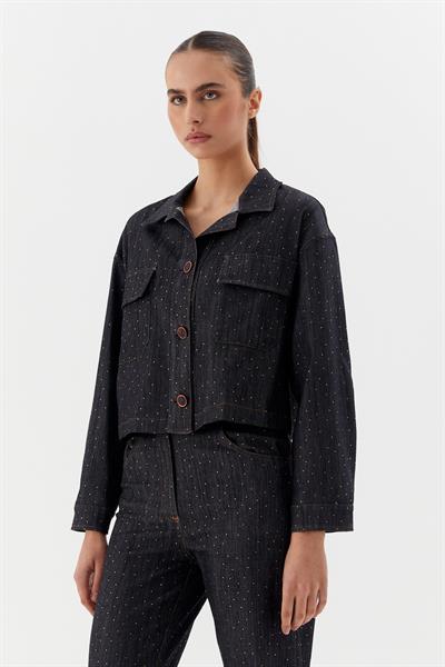 Denim Mont Serpme Taşlı Siyah