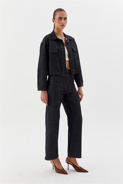 Denim Mont Serpme Taşlı Siyah
