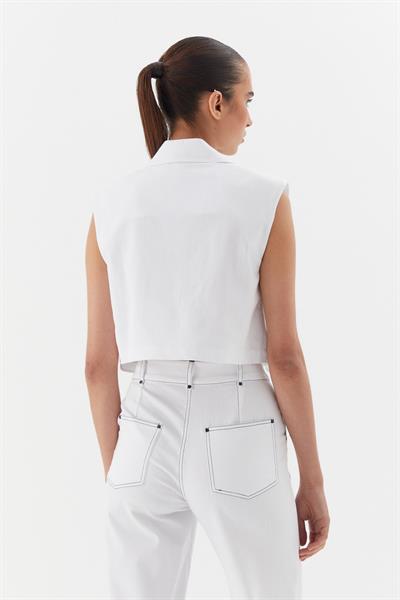 Denim Yelek Beyaz