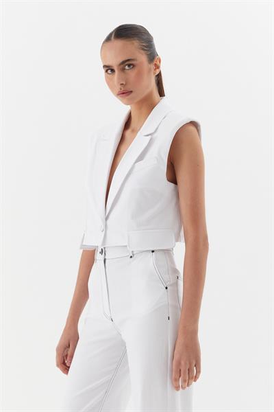 Denim Yelek Beyaz