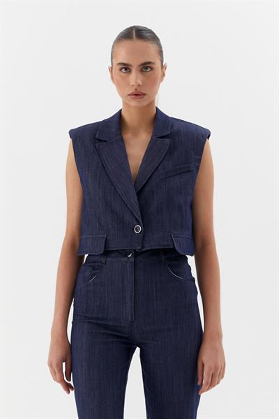 Denim Yelek İndigo