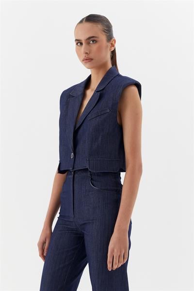 Denim Yelek İndigo