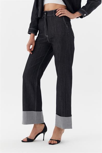 Double Paça Pantolon Siyah