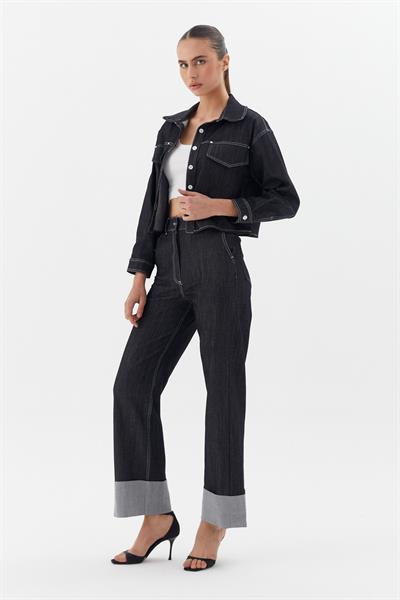 Double Paça Pantolon Siyah