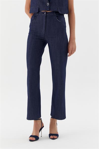 Düz Slim Pantolon İndigo