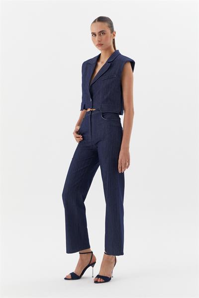 Düz Slim Pantolon İndigo