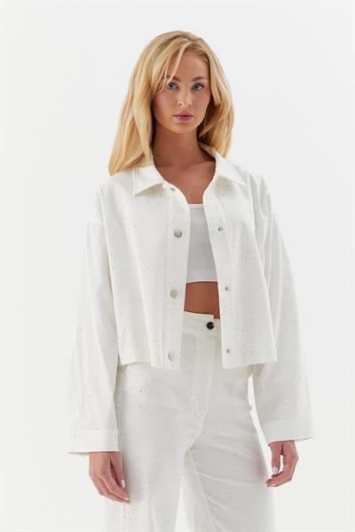 Kot Mont Serpme Taşlı Beyaz