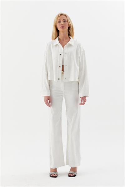 Kot Mont Serpme Taşlı Beyaz