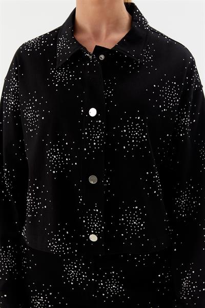 Kot Mont Serpme Taşlı Siyah