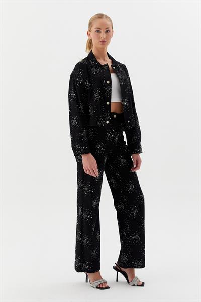 Kot Mont Serpme Taşlı Siyah