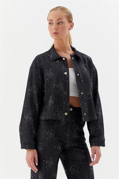 Kot Mont Serpme Taşlı Siyah / Denim