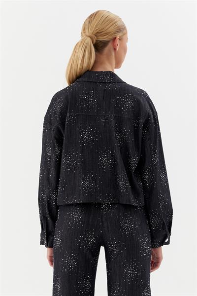 Kot Mont Serpme Taşlı Siyah / Denim