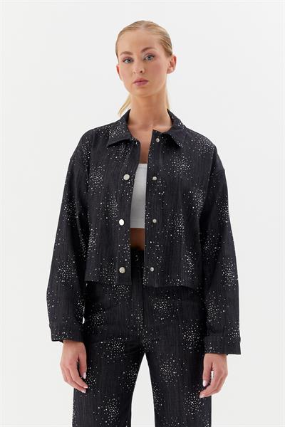Kot Mont Serpme Taşlı Siyah / Denim