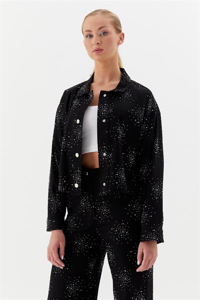 Kot Mont Serpme Taşlı Siyah