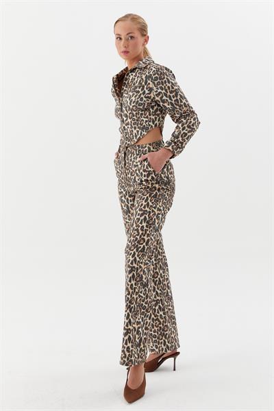 Leopar Baskılı Taşlı Takım 