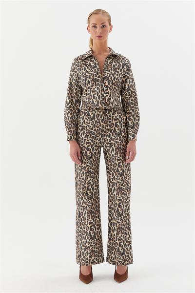 Leopar Baskılı Taşlı Takım 