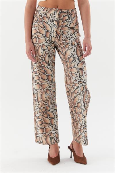 Leopar Desenli Kot Pantolon