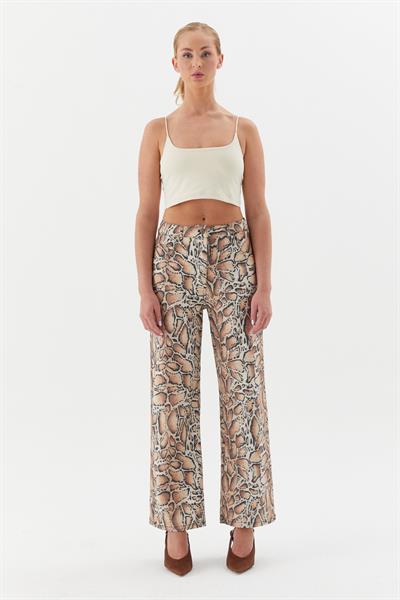 Leopar Desenli Kot Pantolon