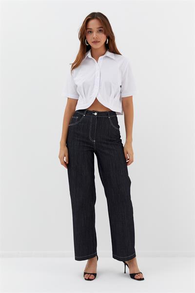 Likralı Poplin Bolero Beyaz