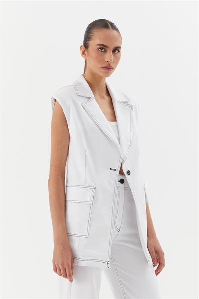 Oversize Slim Yelek Beyaz