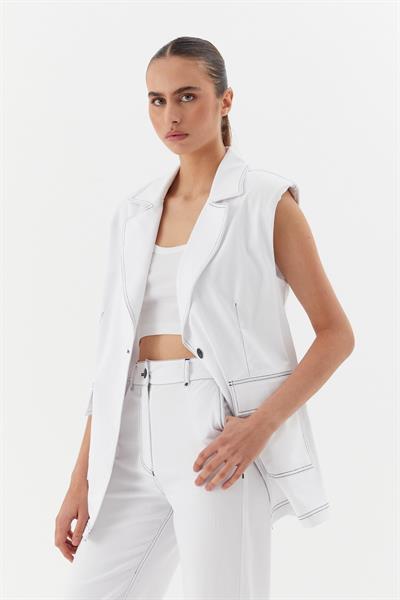 Oversize Slim Yelek Beyaz