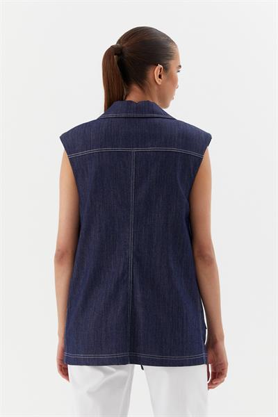 Oversize Slim Yelek İndigo