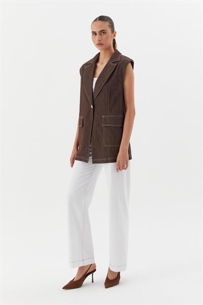 Oversize Slim Yelek Kahverengi