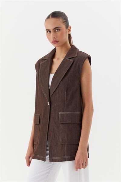 Oversize Slim Yelek Kahverengi