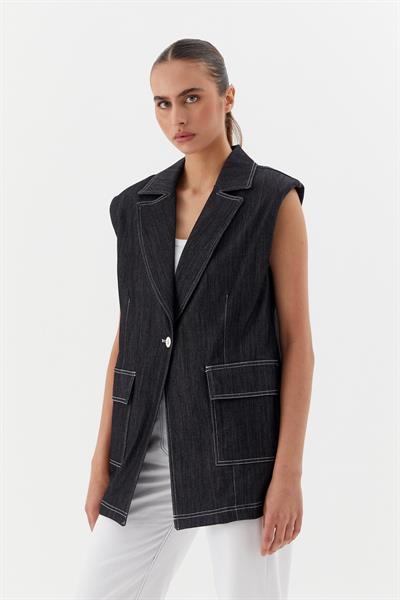 Oversize Slim Yelek Siyah