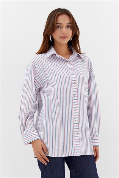 Renkli Çizgili Gömlek İndigo
