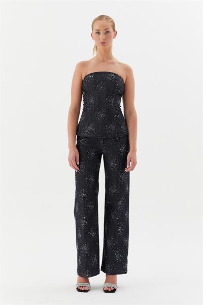 Serpme Taşlı Büstiyer Siyah/ Denim