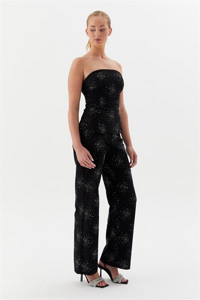 Serpme Taşlı Büstiyer Siyah