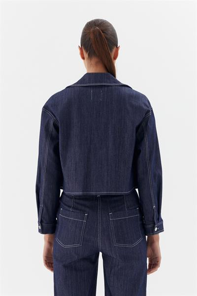 Slim Önü Cepli Ceket İndigo