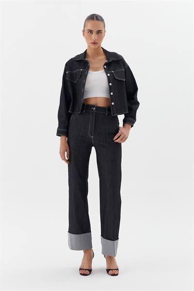 Slim Önü Cepli Ceket Siyah